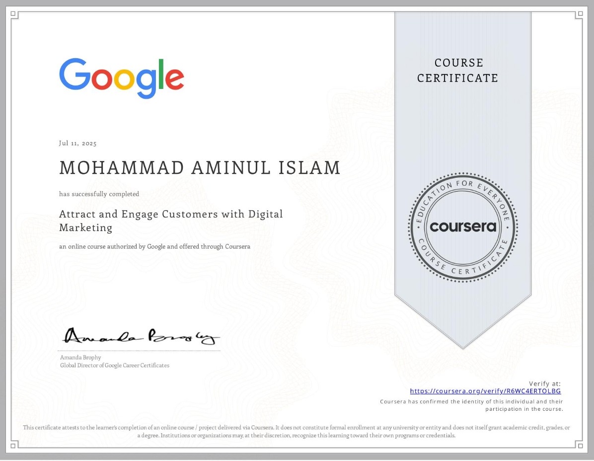 Google Digital Marketing & E-commerce Certificate Attract and Engage Customers with Digital Marketing